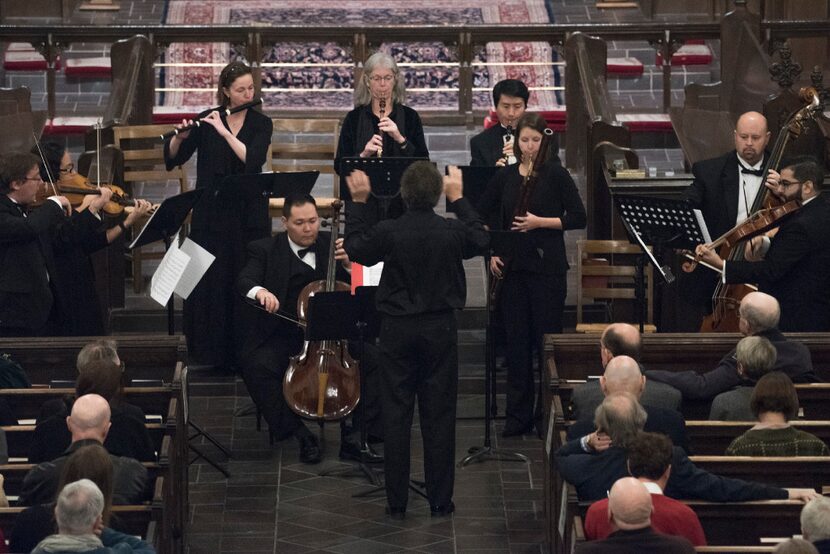 Dallas Bach Society artistic director James Richman directed the orchestra as it performed...