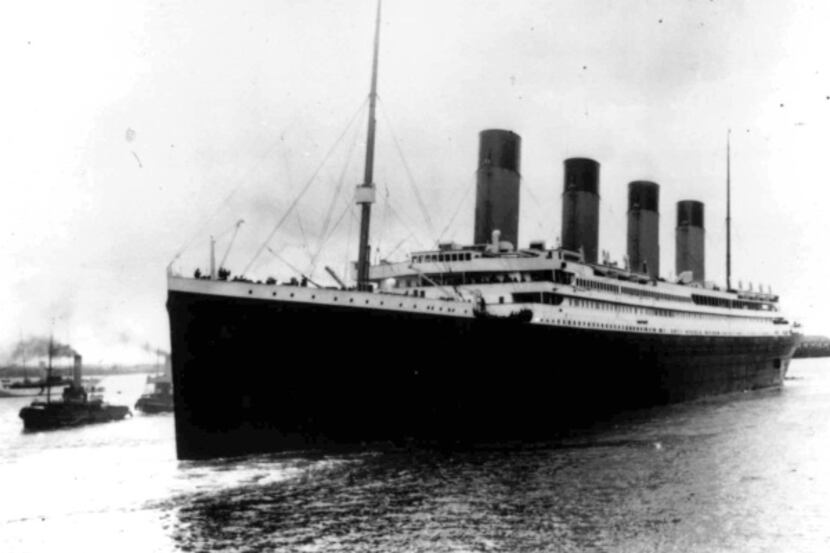 In this April 10, 1912, file photo, the liner Titanic leaves Southampton, England on her...