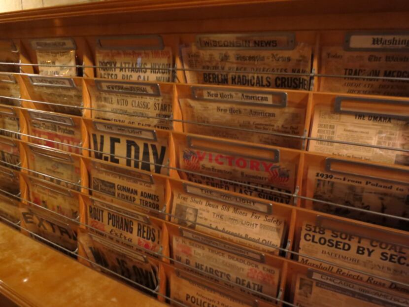 Old newspapers outside of the office at The Hearst Castle