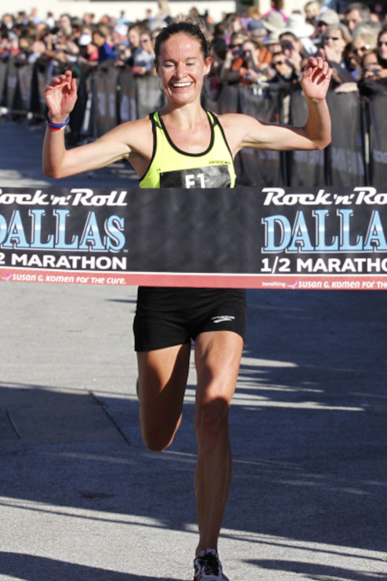 Mattie Suver finishes the Dallas Rock 'N' Roll half marathon with a time of one hour,...