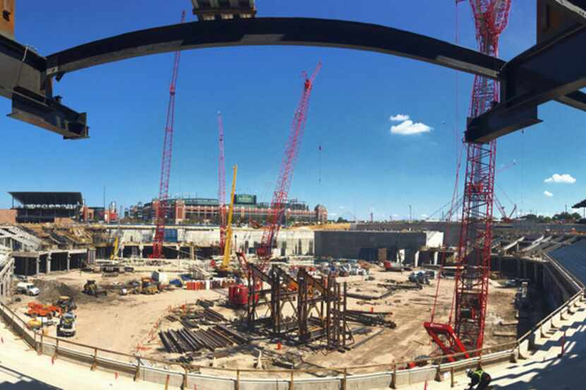A panoramic view of the new Globe Life Field under construction in Arlington. 