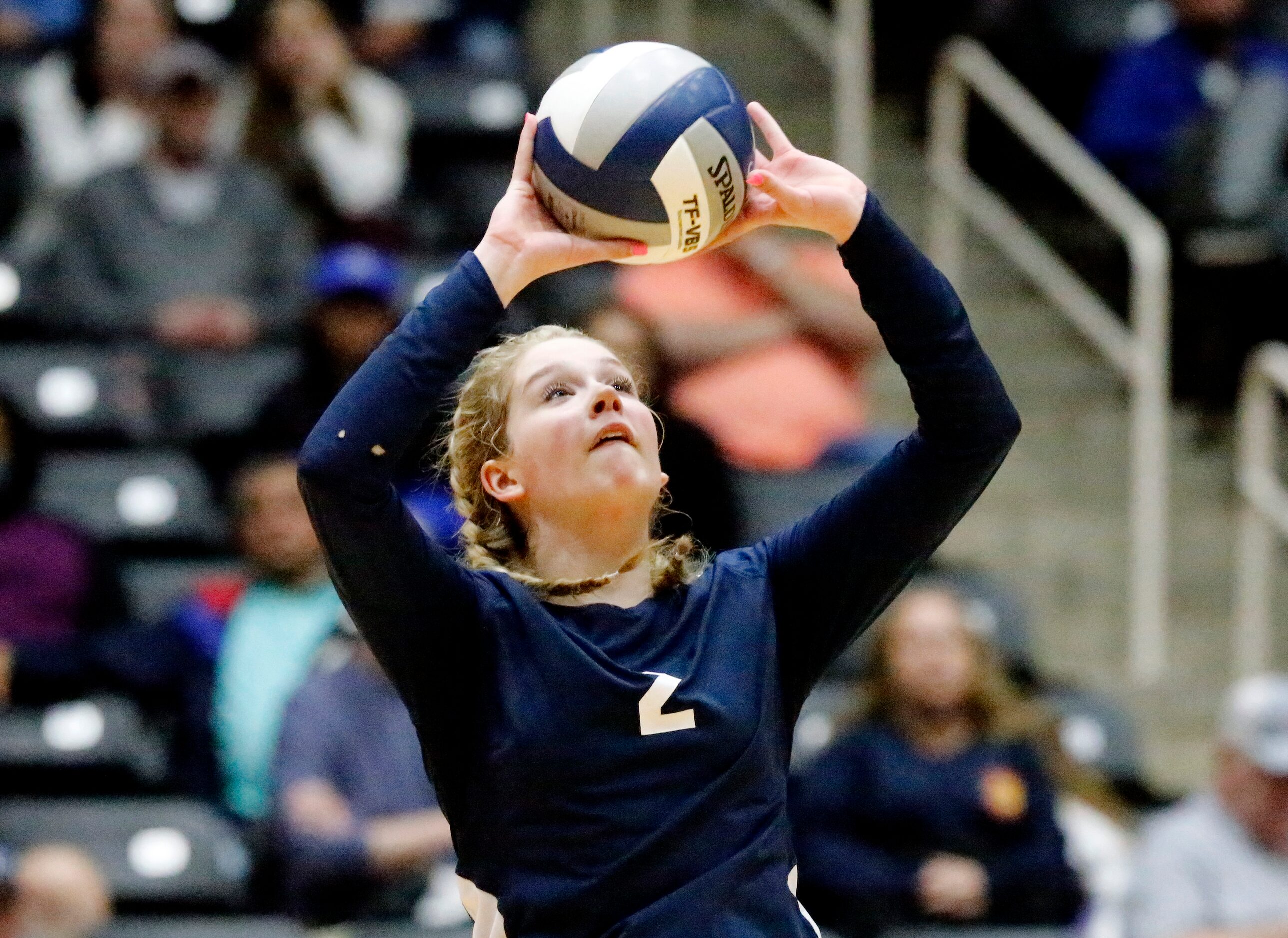 Keller setter Taylor Polivka (2) makes a set during game two as Keller High School played...