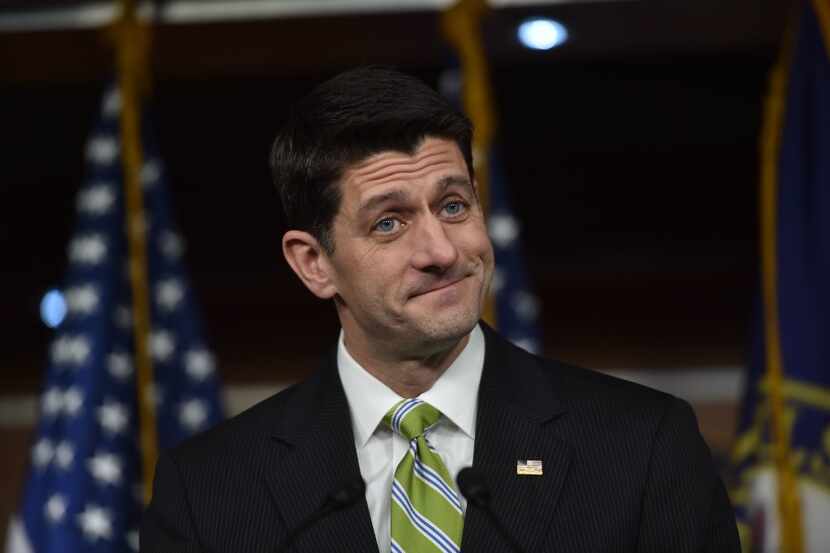 House Speaker Paul Ryan talks to reporters on March 27.