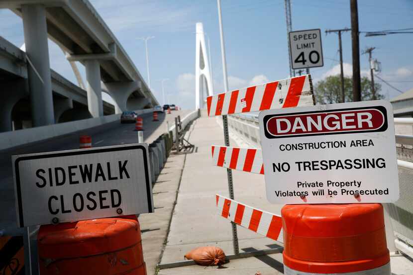 Signs prohibiting pedestrians from entering the hike-and-bike section along the Margaret...