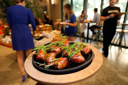 The kitchen served bacon-wrapped pheasant at a Barley & Board pre-opening party in June 2021.