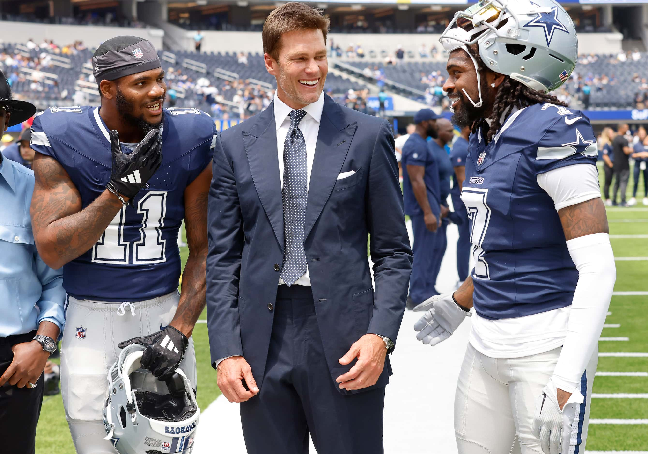 before the Cowboys face the Los Angeles Rams in a preseason game at Sofi Stadium in...