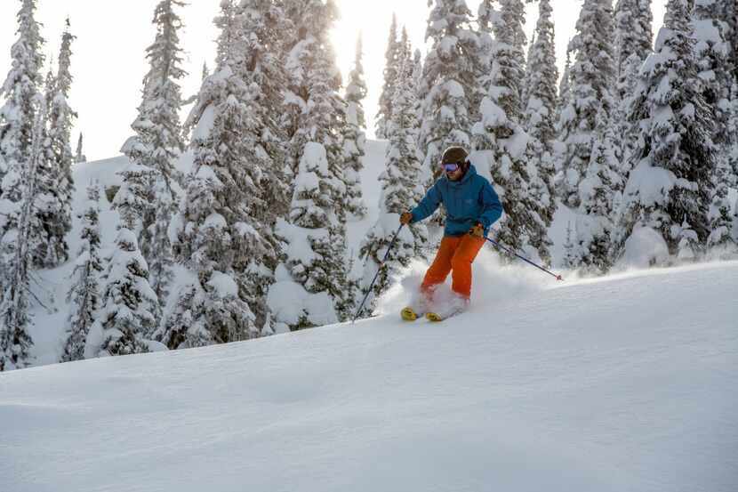 WHITEFISHSKI Skiing the broad powder bowls in the backcountry of Montana s Stillwater State...