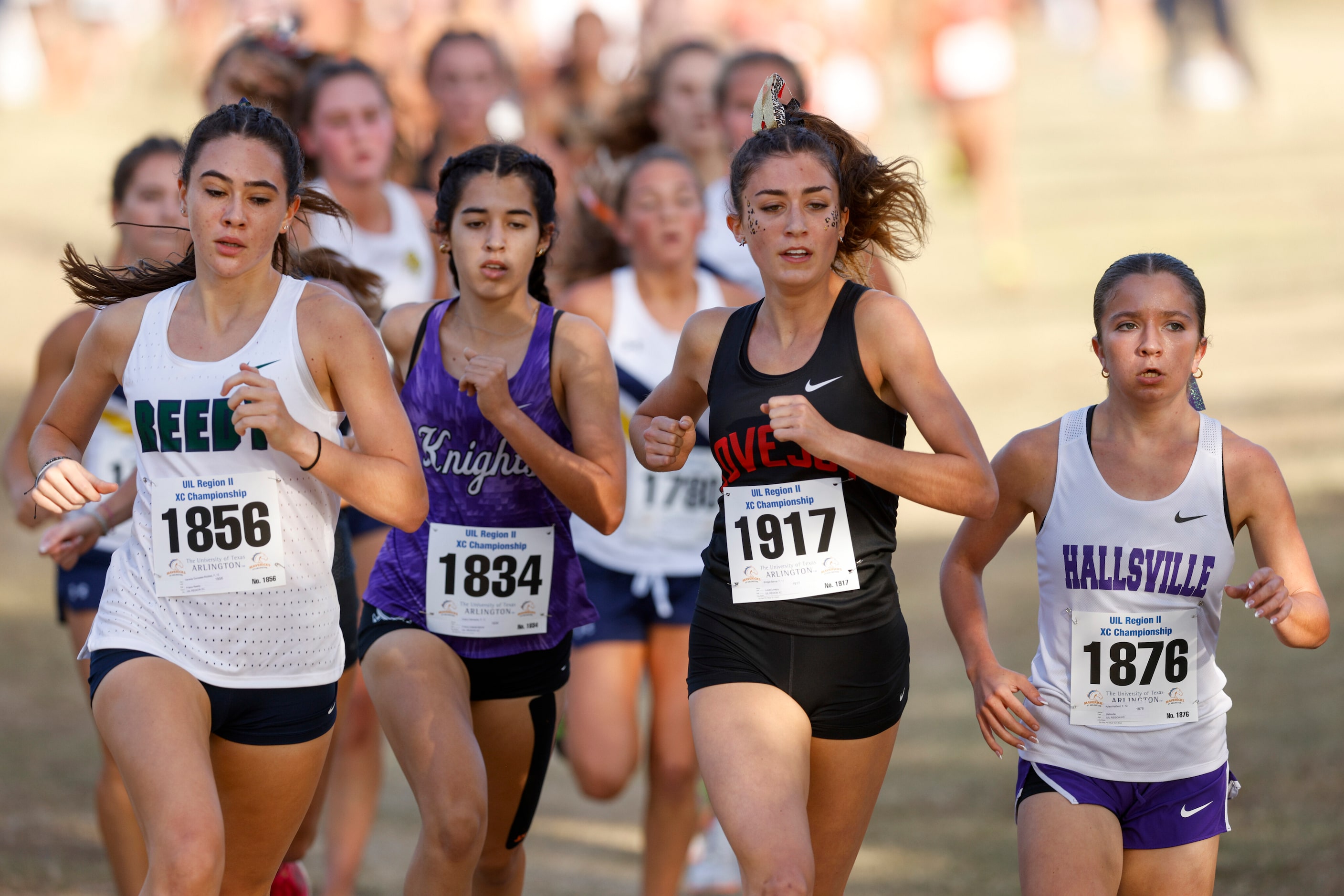 Frisco Reedy’s Vanesa Gonzalez-Rodiles (from left), Frisco Independence’s Avery Clements,...