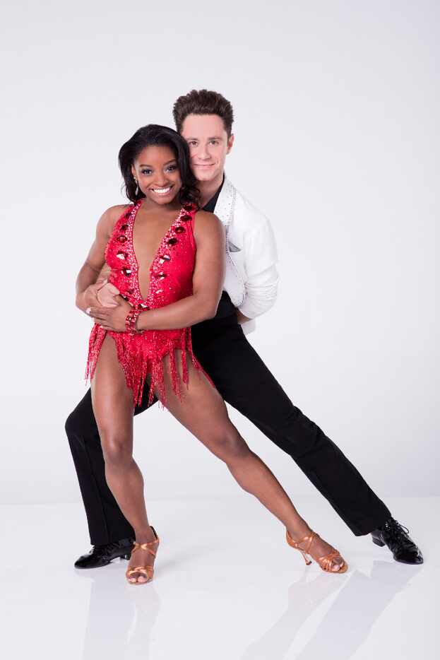 Simone Biles with Sasha Farber from ABC's "Dancing with the Stars." The new season begins...