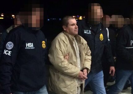 Joaquin Guzman Loera aka "El Chapo" Guzman, was escorted in Ciudad Juarez by Mexican police...