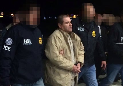 Joaquin Guzman Loera aka "El Chapo" Guzman, was escorted in Ciudad Juarez by Mexican police...