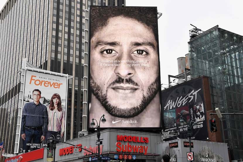 A Nike Ad featuring quarterback  Colin Kaepernick is on diplay in New York City. Nike's new...