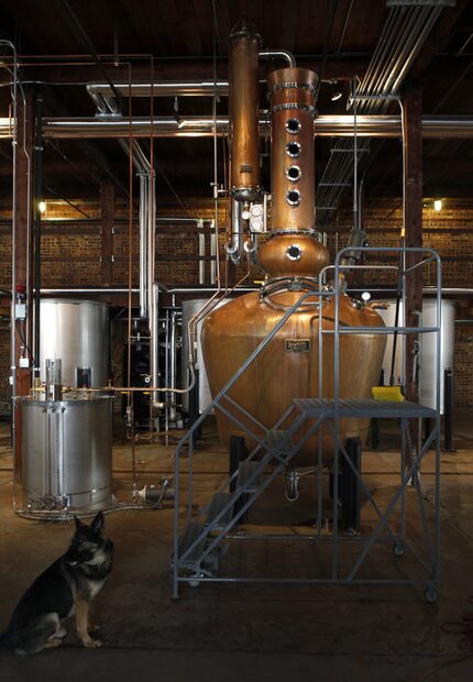 One of two copper Pot Stillers at the Firestone and Robertson Distilling Co. in Fort Worth....