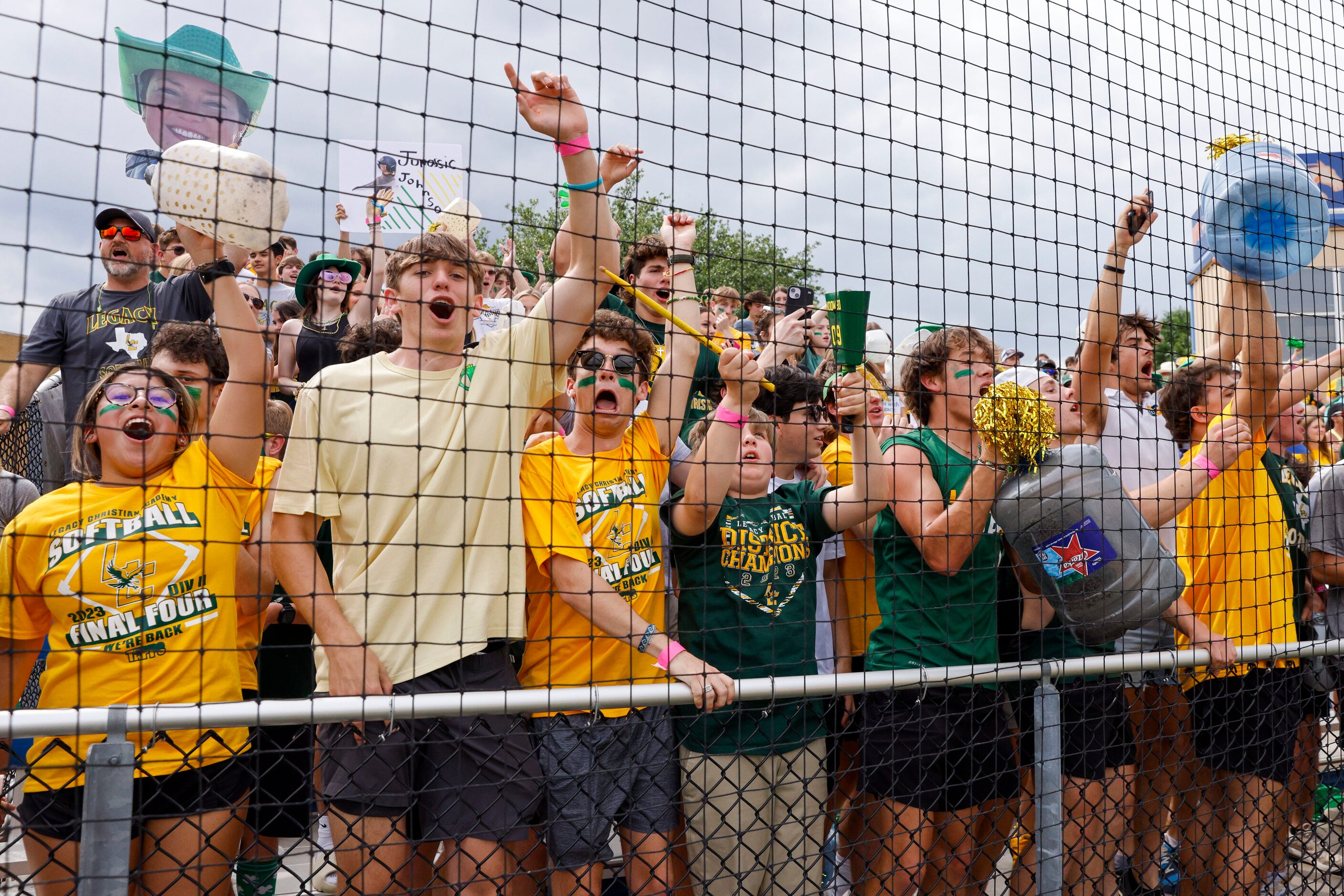 Frisco Legacy Christian fans celebrate after winning the TAPPS Division II softball state...