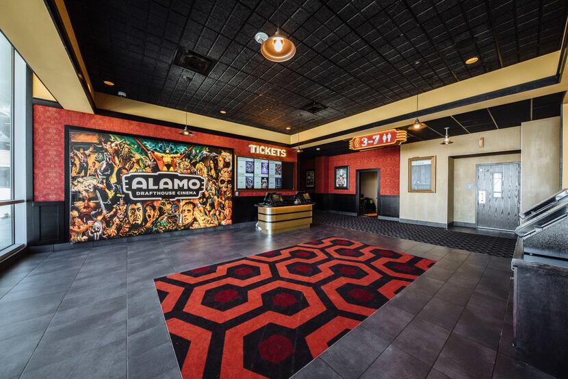 The lobby of the Alamo Drafthouse Las Colinas, part of the Toyota Music Factory...