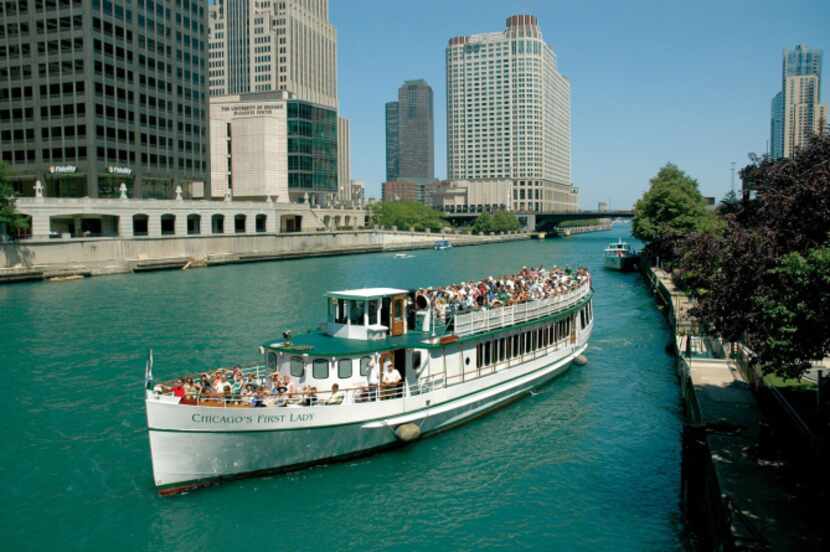 Chicago's First Lady leaves for a morning tour on the Chicago River.