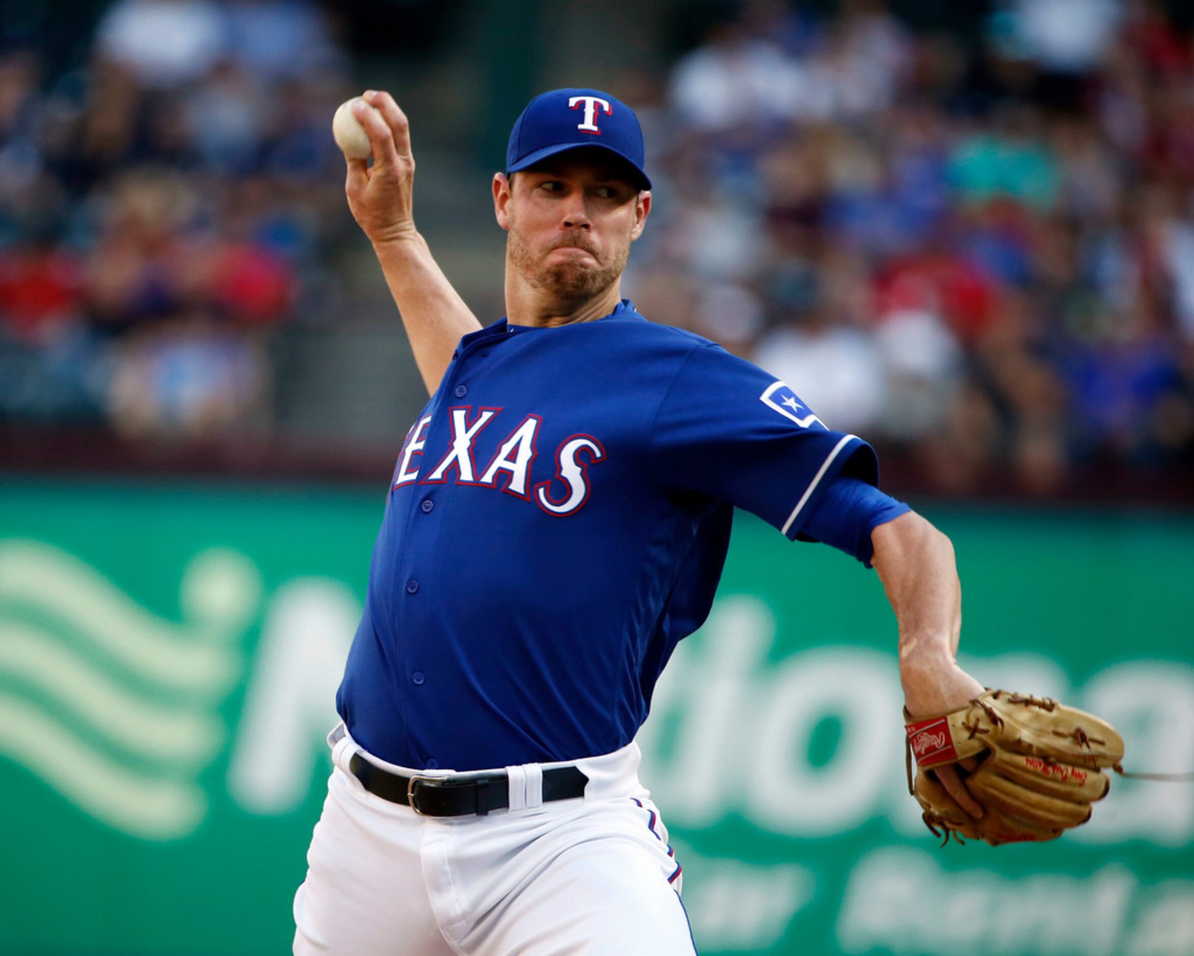 Texas Rangers starting pitcher Doug Fister (38) pitches against the New York Yankees during...