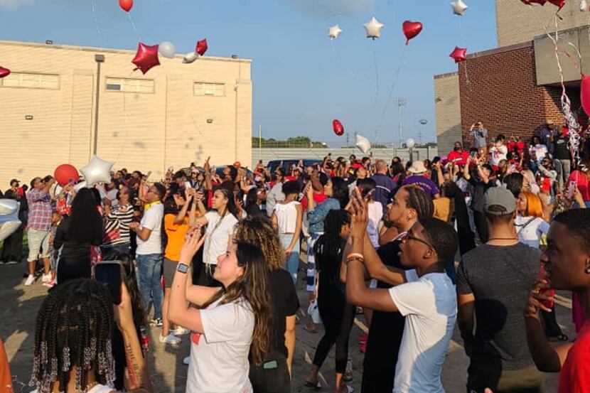 A balloon release was held for Dallas ISD mentor Hanan Ali-Lacy was held Wednesday, June 9,...