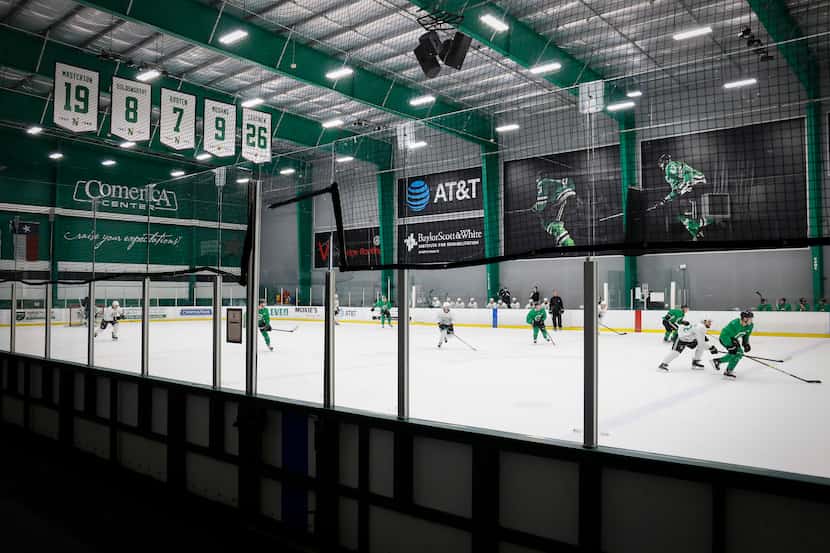 The Dallas Stars scrimmage during a training camp practice at the Comerica Center on...