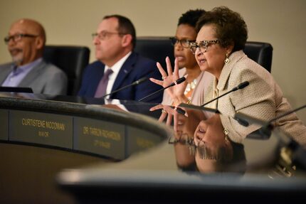 DeSoto Mayor Curtistene Smith McCowan speaks at April 2 council meeting. 