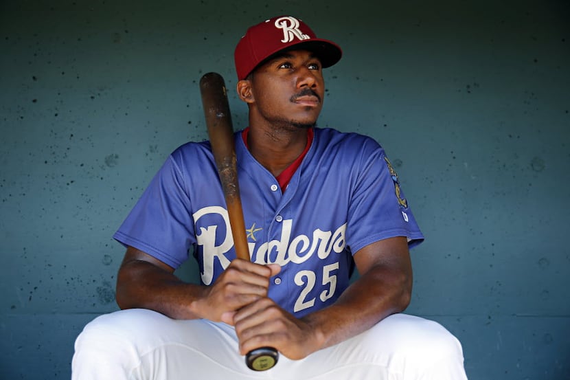 Lewis Brinson, outfielder for the Frisco RoughRiders, photographed during the team's media...