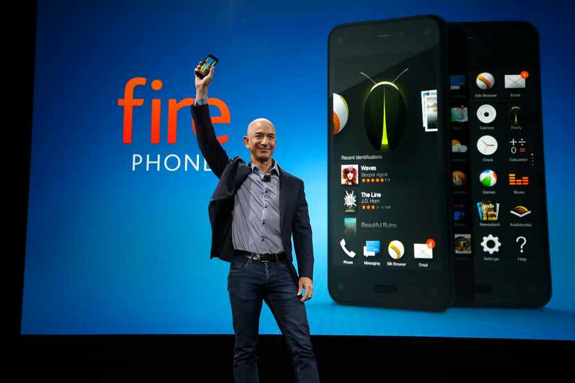 Amazon CEO Jeff Bezos introduces the new Amazon Fire Phone, Wednesday, June 18, 2014, in...
