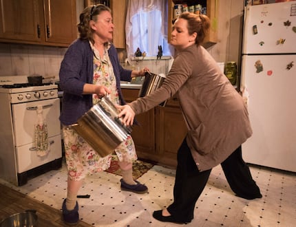 Amber Devlin, left, in the role of Mama (Thelma Cates) and Jessica Cavanagh in the role of...