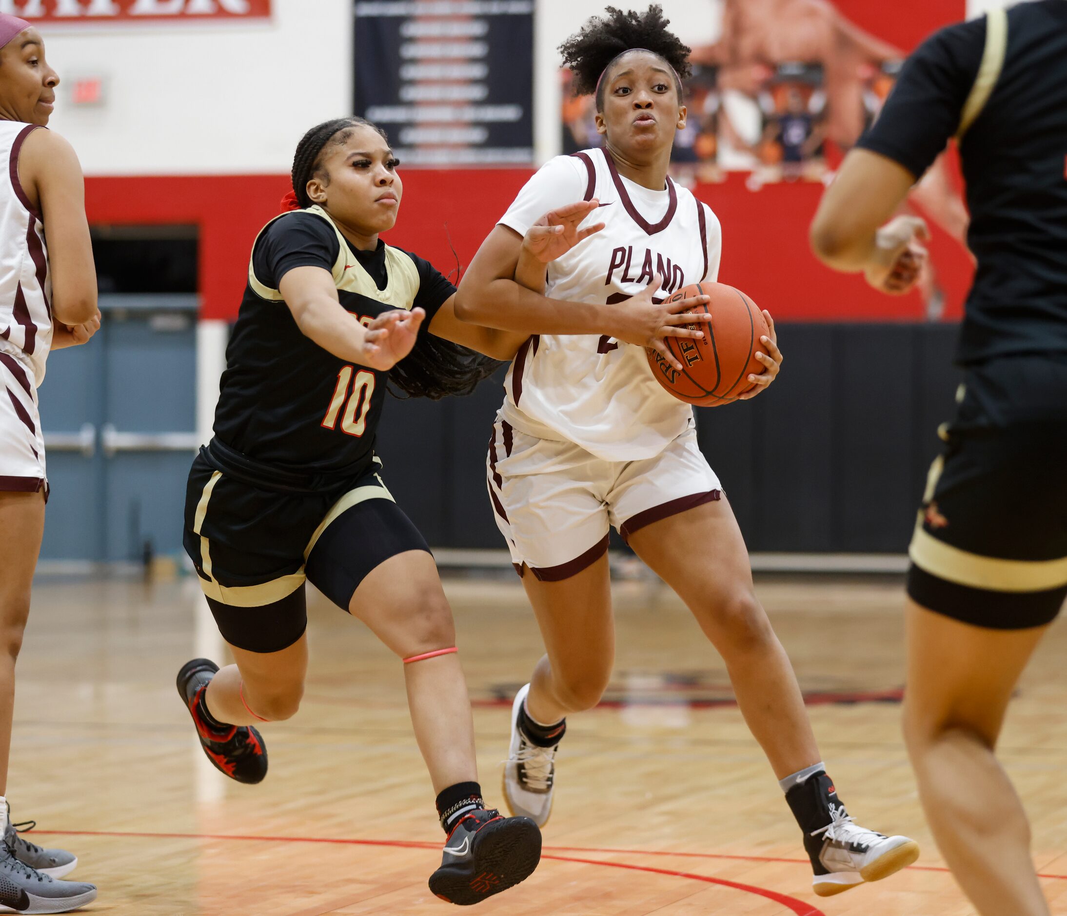 Plano Senior High School Khloe Williams (45) watches as South Grand Prairie High School...