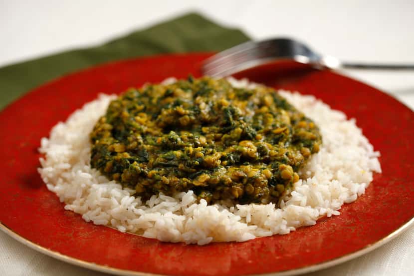 Curried Lentils with Spinach 