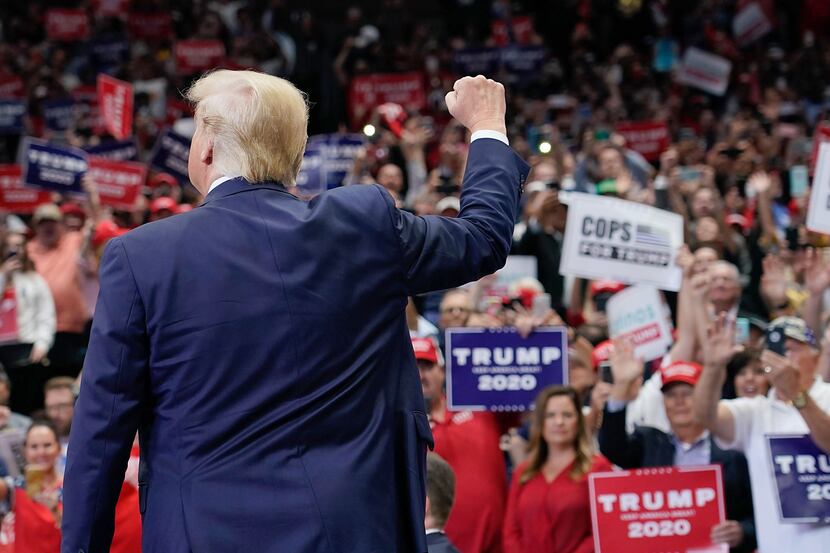 President Donald Trump speaks during a rally at American Airlines Center on Thursday, Oct....