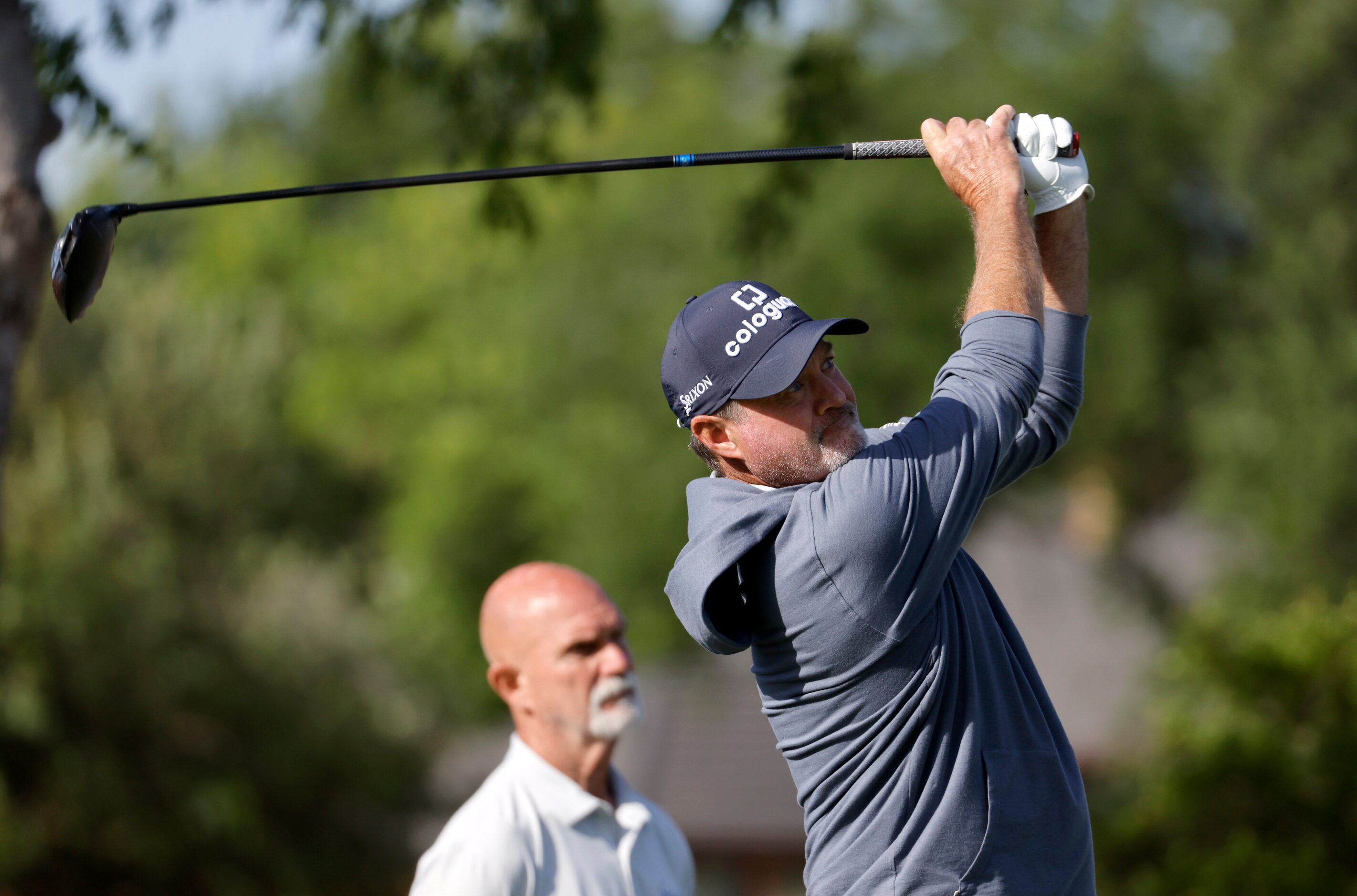 Former professional baseball player John Smoltz tees off on No. 15 during the Invited...