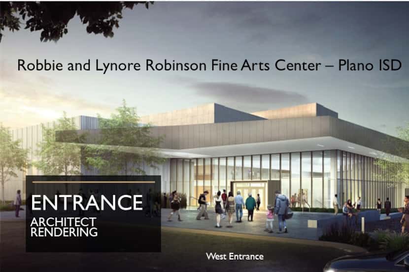An artist's rendering of the Robbie and Lynore Robinson Fine Arts Center in Plano ISD.