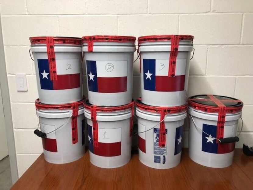 Authorities reported finding 194 pounds of liquid methamphetamine in a pickup crossing the...