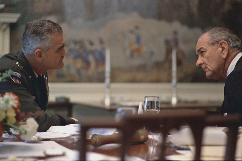 General William Westmoreland and President Lyndon B. Johnson. April 4, 1968. 