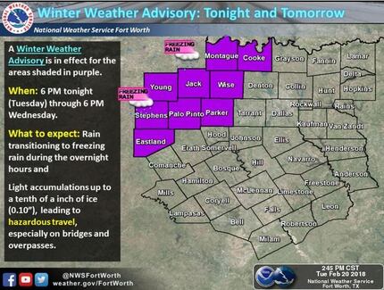 The National Weather Service has issued a winter weather advisory through Wednesday for...