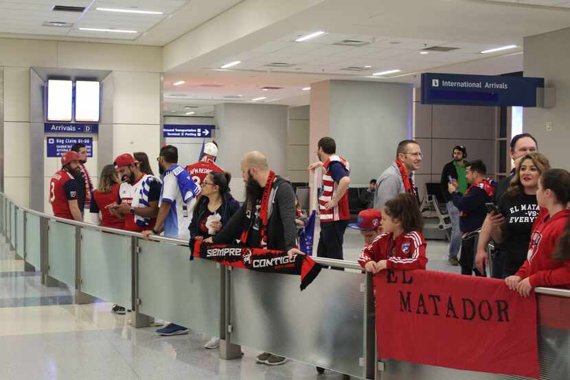 January 18, 2019 (Dallas Fort-Worth International Airport): Members of FC Dallas supporters'...