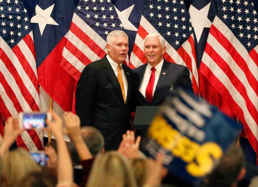 Vice President Mike Pence, right, and congressman Pete Sessions are pictured together at a...