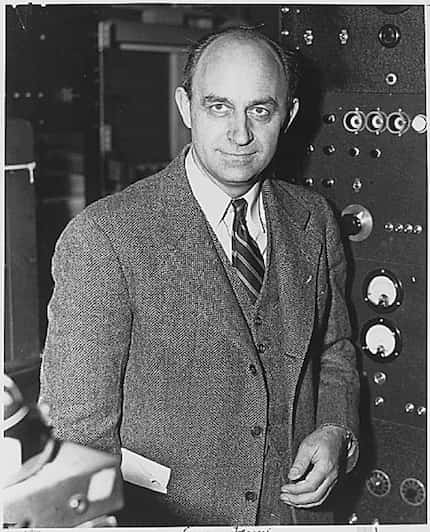 Physicist Enrico Fermi in a photograph probably taken between 1943 and 1946.