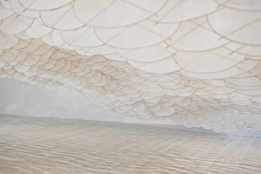 Past exhibit by Jacob Hashimoto.  Photo provided by Crow Collection of Asian Art. 