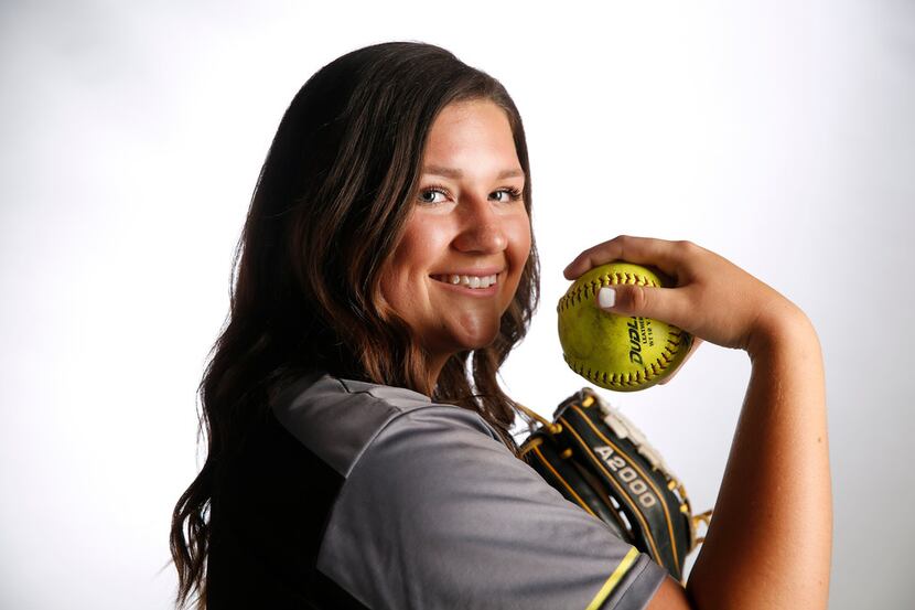Forney softball pitcher Savanna DesRochers poses for a photograph in The Dallas Morning News...