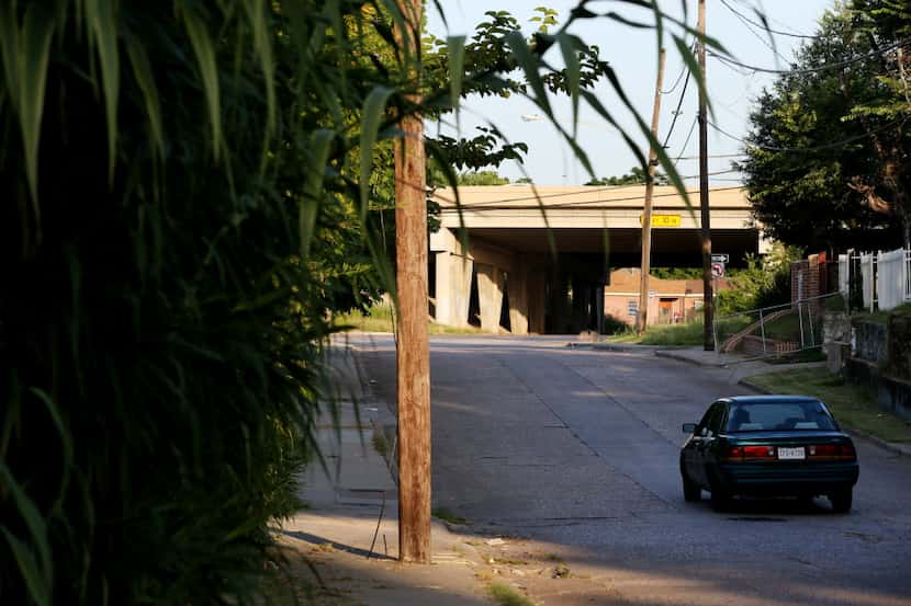 The view facing west towards Interstate 35 at 10th Street in the Tenth Street Historic...