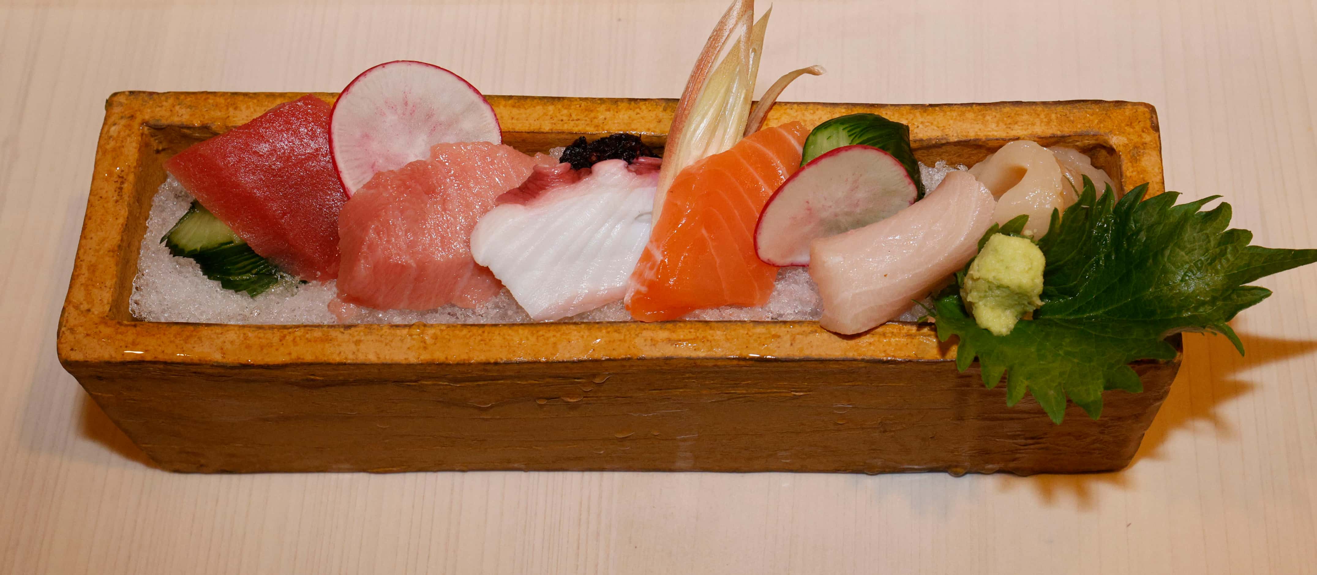 Here's a close-up of the sashimi course at Dallas restaurant Mabo.