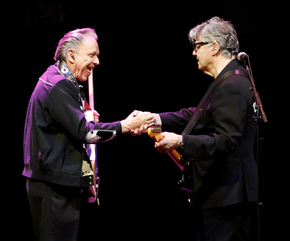 Steve Miller (right) acknowledges Jimmie Vaughan after they performed several songs together...