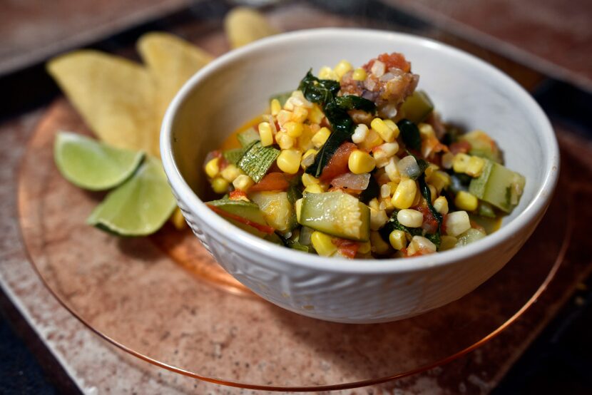 Squash with chicken and vegetables cooked by the Quinones family 