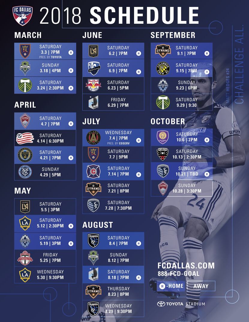 FC Dallas 2018 MLS Schedule
