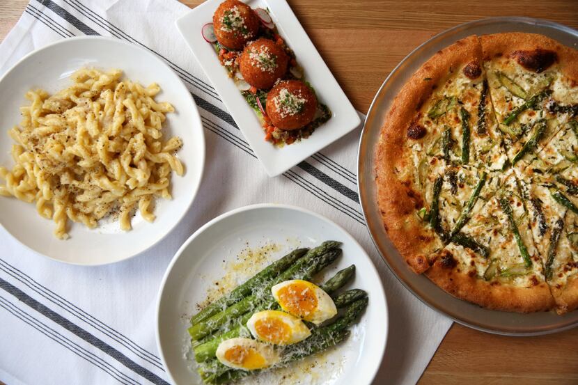 A selection of dishes at Piattello Italian Kitchen: (clockwise from left: strozzapreti cacio...