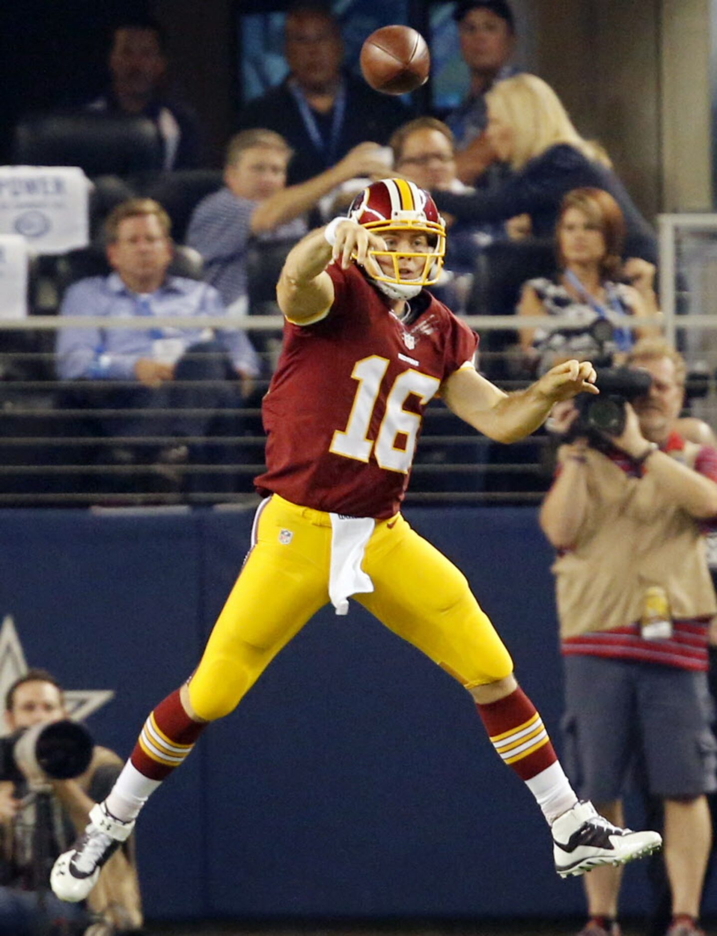 Washington Redskins quarterback Colt McCoy (16) passes during the first half against the...