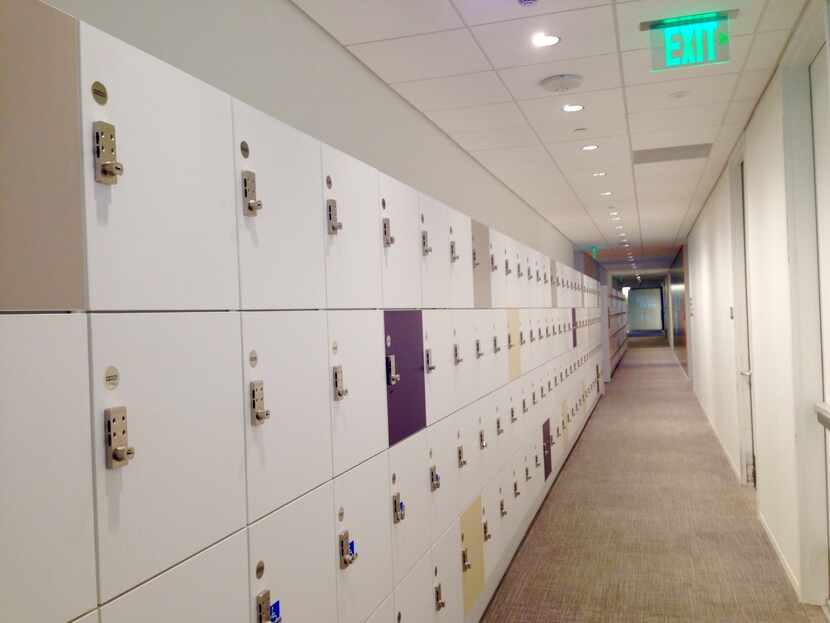At JPMorgan Chase's new offices in Plano, many workers keep their belongings in lockers...