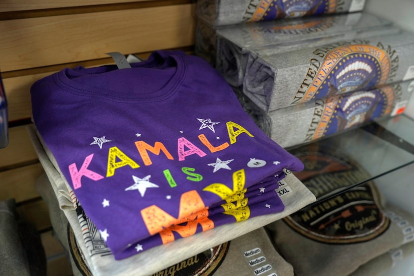 A T-shirt featuring Vice President Kamala Harris is on display  at the White House Gifts...