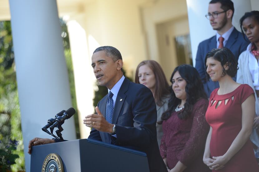 US President Barack Obama speaks about the Affordable Care Act, the new healthcare laws,...